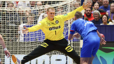 Torwart David Späth Deutschland, 1).

Handball IHF Weltmeisterschaft, Länderspiel zwischen  Deutschland und Tschechien am 19. Januar 2025 in Herning (Dänemark).
