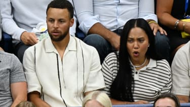 FLUSHING NY- SEPTEMBER 07: **NO NY NEWSPAPERS**  Steph Curry and Ayesha Curry are seen during the 2024 US Open womenâ??s singles final Jessica Pegula Vs Aryna Sabalenka on Arthur Ashe Stadium at the USTA Billie Jean King National Tennis Center on September 7, 2024 in Flushing Queens. Credit: mpi04/MediaPunch