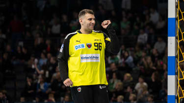 BERLIN, GERMANY - DECEMBER 22: Dejan Milosavljev of the Fuechsen Berlin during the game between Fuechse Berlin and SC DHfK Leipzig at Max-Schmeling-Halle on December 22, 2023 in Berlin, Germany. (Photo by Jan-Philipp Burmann / City-Press GmbH via Getty Images)