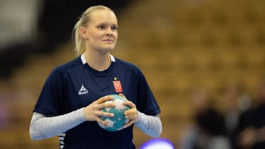 Arendal, Norway, February 25th 2024: Maja Furu Saeteren (26 Larvik) are seen during warm up before the Norwegian Championship Third Place handball game between Larvik and Sola at Sor Amfi in Arendal, Norway (Ane Frosaker SPP) PUBLICATIONxNOTxINxBRAxMEX Copyright: xAnexFrosakerx xSPPx spp-en-AnFrSp-_F_22566