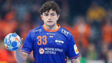 MANNHEIM, GERMANY - JANUARY 13: Thomas Houtepen of The Netherlands during the EHF Euro 2024 Preliminary Round match between Bosnia Herzegovina and Netherlands at SAPP Arena on January 13, 2024 in Mannheim, Germany. (Photo by Henk Seppen/Orange Pictures)