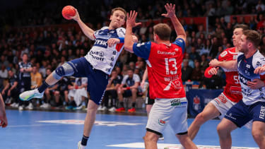 Simon Pytlick, SG Flensburg-Handewitt bei HSV Hamburg, DHB-Pokal, Handball
