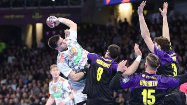 Renars Uscins of TSV Hannover-Burgdorf during the game between HBC Nantes and TSV Hannover-Burgdorf at H Arena on March 05, 2024 in Nantes, France. (Photo by Kevin Domas Panoramic)&nbsp;