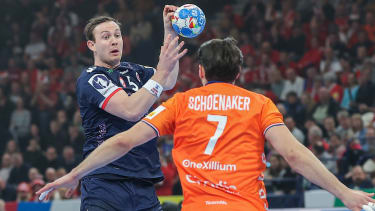 Sander Sagosen, Norwegen, Robin Schoenaker, Niederlande, Handball-EM 2024