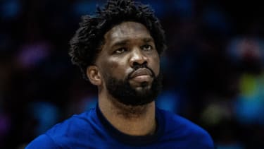 O2 Arena, England 22nd July 2024: Joel Embiid 11 for Team USA warming up before the USA Basketball Showcase - USA vs Germany at the O2 Arena, London - 22nd July 2024 Photo: Jayde Chamberlain SPP. Jayde Chamberlain SPP (Jayde Chamberlain SPP) PUBLICATIONxNOTxINxBRAxMEX Copyright: xJaydexChamberlain SPPx spp-en-JaCh-USA Basketball Showcase - USA vs Germany O2 Arena London_ 22nd July 2024_046