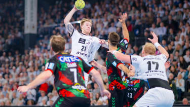 Eric Johansson im Durchbruch gegen den SC Magdeburg