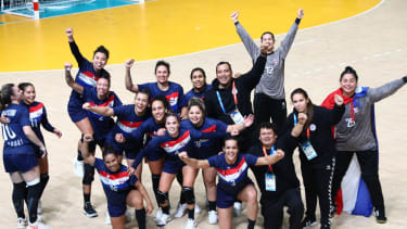 October 29, 2023, %G, New York, USA: Vina del Mar (CHL), 10/29/2023 - HANDEBALL/WOMEN/PARAGUAY/CHILE - Match between Paraguay and Chile, who faced each other for bronze in women's handball at the Pan-American games, Paraguay winning the home team's selection of Chile with a score of 23 x 20 and won the bronze medal, at the Vina del Mar Poliesportivo gymnasium, this Sunday, October 29, 2023. (Credit Image: Â© Leco Viana/TheNEWS2 via ZUMA Press Wire