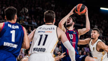 January 3, 2024: Nikola Kalinic of FC Barcelona, Barca in action during the Turkish Airlines EuroLeague, match played between FC Barcelona and Real Madrid at Palau Blaugrana on January 03, 2024 in Barcelona, Spain. - ZUMAa181 20240103_zaa_a181_154 Copyright: xJavierxBorregox