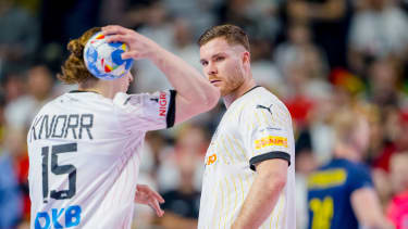 Juri Knorr und Johannes Golla (rechts), Deutschland, Handball-EM 2024