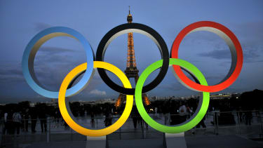 A picture taken on September 15, 2017 shows the Olympics Rings on the Trocadero Esplanade near the Eiffel Tower in Paris, after the International Olympic Committee named Paris host city of the 2024 Summer Olympic Games. The International Olympic Committee named Paris and Los Angeles as hosts for the 2024 and 2028 Olympics on September 13, 2017, crowning two cities at the same time in a historic first for the embattled sports body. Photo by Alain Apaydin/ABACAPRESS.COM