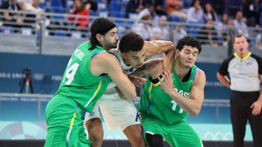 Victor WEMBANYAMA (France) Mens basketball, France vs Brazil , Men s preliminary round during the Olympic Games, Olympische Spiele, Olympia, OS Paris 2024 JO 2024 : BASKET BALL - France vs Bresil - Jeux Olympiques 2024 - Paris2024 - Lille - 27 07 2024 DPPI Panoramic PUBLICATIONxNOTxINxFRAxBEL