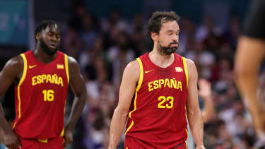 LILLE, FRANCE - JULY 27: Sergio Llull of Spain during the Men's Basketball Group Phase - Group A match between Australia and Spain on day one of the Olympic Games Paris 2024 at Stade Pierre Mauroy on July 27, 2024 in Lille, France.

Olympische Sommer Spiele in Paris 2024 
Olympic Summer Games in Paris 2024
Copyright by : sampics Photographie