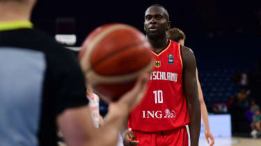 Declan Duru, #10 of Germany in action during the FIBA U17 Basketball World Cup - Turkiye 2024 Round of 16 match between Turkey and Germany at Sinan Erdem Dome in Istanbul, Turkey on July 3, 2024. (Photo by Altan Gocher / Hans Lucas / Hans Lucas via AFP) (Photo by ALTAN GOCHER/Hans Lucas/AFP via Getty Images)