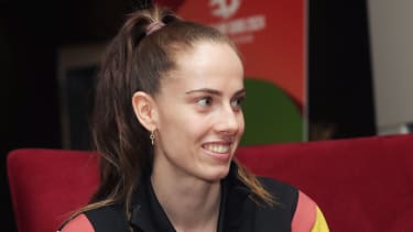 Sarah Wachter, Media Call bei der Handball-EM nach dem Spiel gegen die Schweiz, 06.12.2024